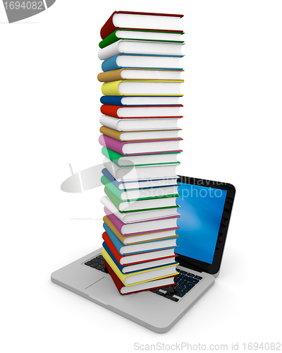 Image of Pile of books on laptop