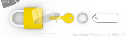 Image of Golden key and padlock