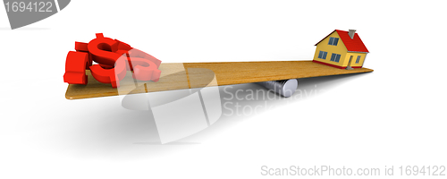 Image of House with dollars on a swing