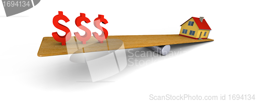 Image of House on swing with dollars