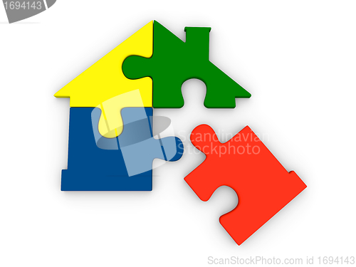 Image of House symbol made of jigsaw pieces