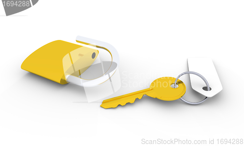 Image of Golden key and padlock