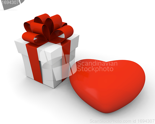 Image of Valentine's Day gift box with a huge red heart
