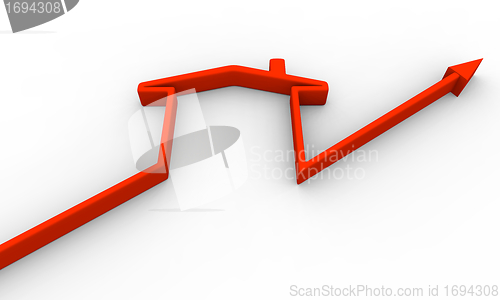 Image of Growth trend line with symbol of a house