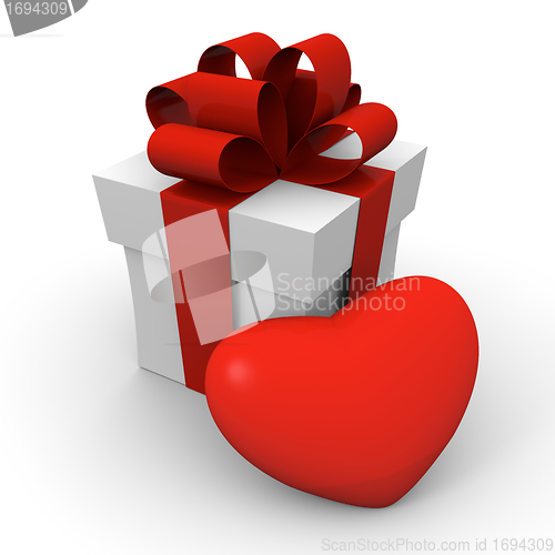Image of Valentine's Day gift box with a big red heart