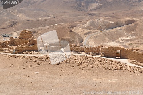 Image of Ruins of ancient Masada fortress in the desert