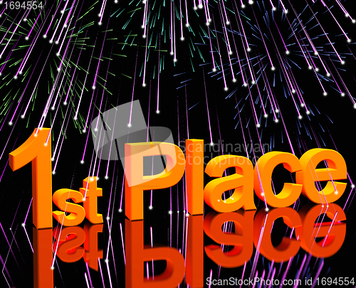 Image of 1st Place Word And Fireworks To Show Winning And Victory