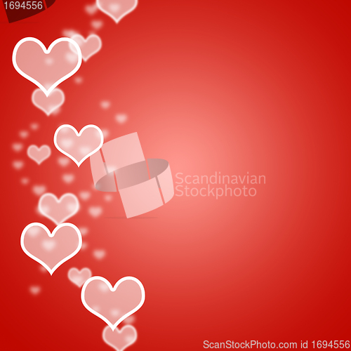 Image of Red Hearts Bokeh Background With Blank Copyspace Showing Love An