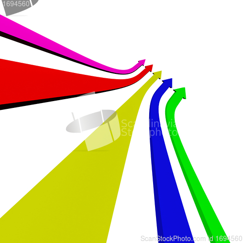 Image of Group Of Multicolored Arrows Pointing Up With Blank Copyspace Sh