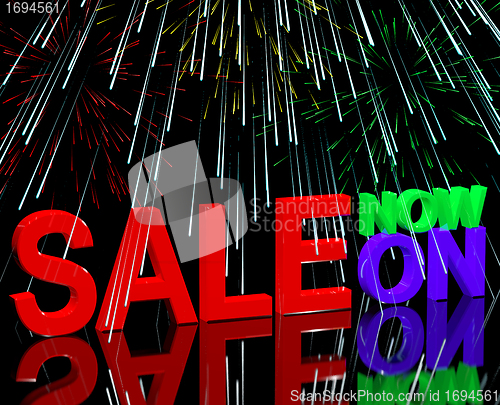 Image of Sale Now On And Fireworks Showing Discounts And Reductions