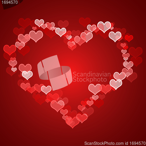 Image of Red Hearts Background With Copy Space Showing Love Romance And V
