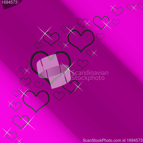 Image of Mauve And Silver Hearts Background With Copyspace Showing Love R