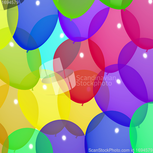 Image of Festive Colorful Balloons In The Sky For Birthday Or Anniversary