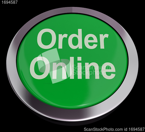 Image of Order Online Button In Green For Buying On The Web