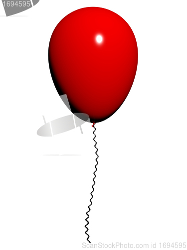 Image of Red Balloon On White Background With Copyspace For Party Invitat