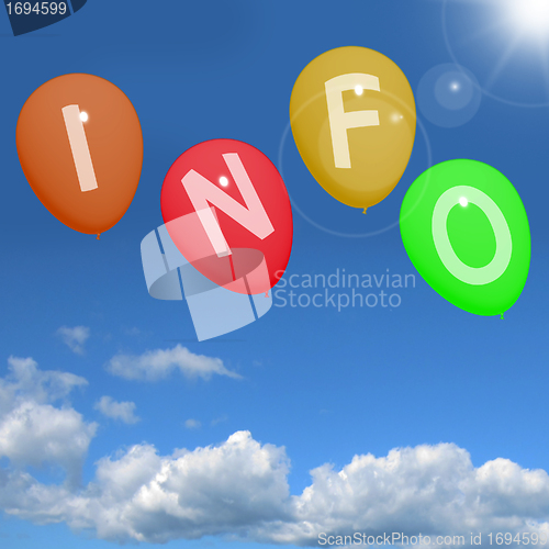 Image of Info Balloons In Sky Showing Information And Support