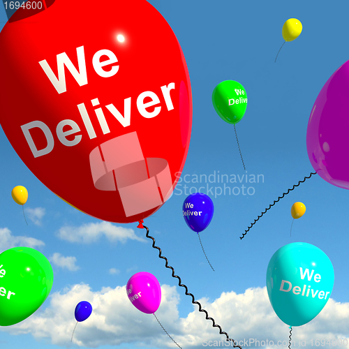 Image of We Deliver Balloons Showing Delivery Shipping Service Or Logisti