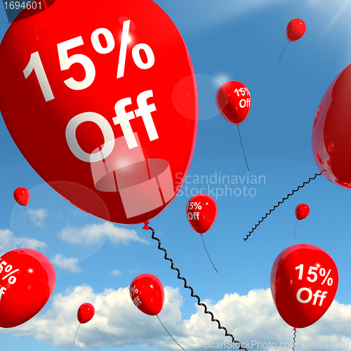 Image of Balloon With 15% Off Showing Sale Discount Of Fifteen Percent