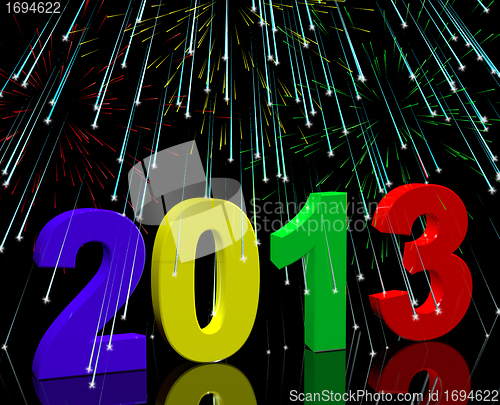 Image of 2013 With Fireworks Representing Year Two Thousand And Thirteen