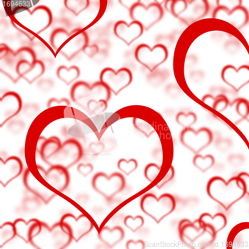Image of Red Hearts Background Showing Romance Love And Valentines