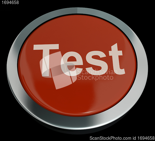 Image of Test Button In Red Showing Quiz Or Online Questionnaire