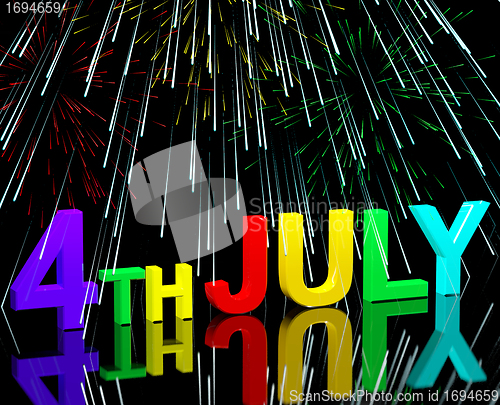 Image of Fourth July Word And Fireworks As Symbol For America And Patriot