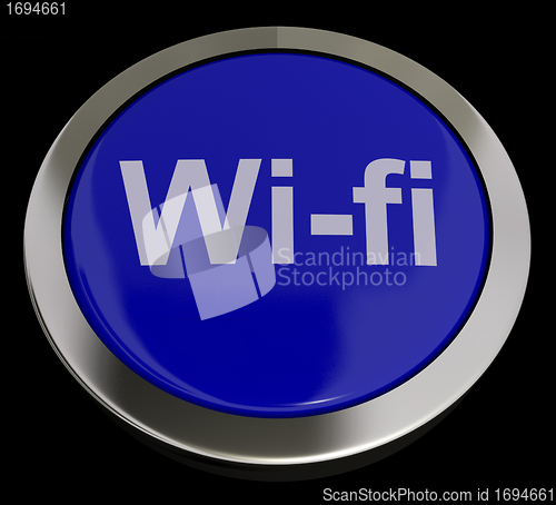 Image of Blue Wifi Button For Hotspot Or Internet Connection