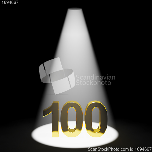 Image of Gold 100th Or One Hundred 3d Number Representing Anniversary Or 