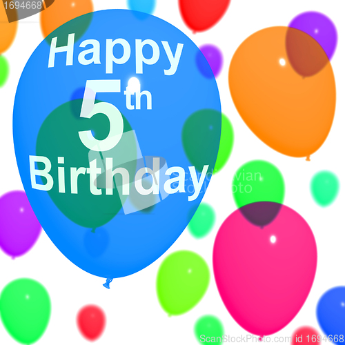 Image of Multicolored Balloons For Celebrating A 5th or Fifth Birthday