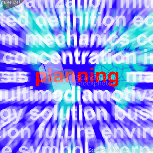 Image of Planning Word On Map Background Meaning Organizing Strategy