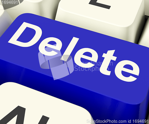 Image of Delete Key In Blue To Erase Trash