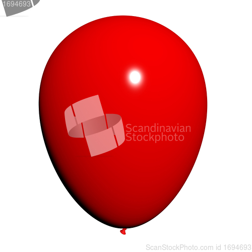 Image of Red Balloon On White Background Has Copyspace For Party Invitati