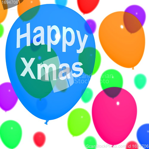 Image of Balloons In The Sky With Happy Xmas