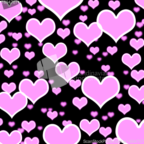 Image of Lilac Hearts Bokeh Background On Black Showing Love Romance And 