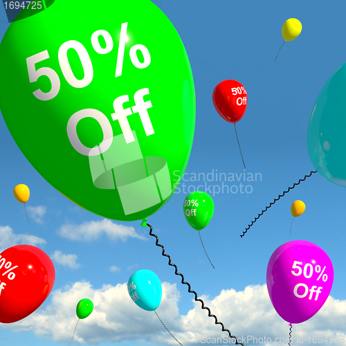 Image of Balloon With 50% Off Showing Sale Discount Of Fifty Percent