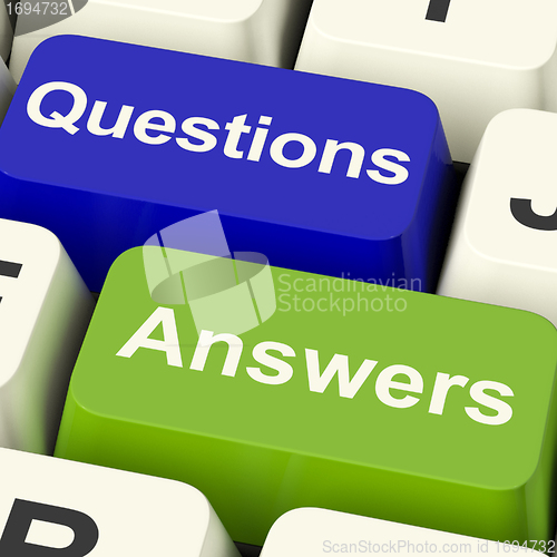 Image of Questions And Answers Computer Keys Showing Support Knowledge An