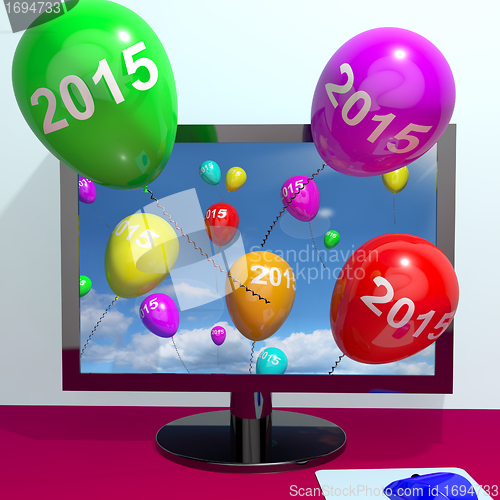 Image of 2015 On Balloons From Computer Representing Year Two Thousand An