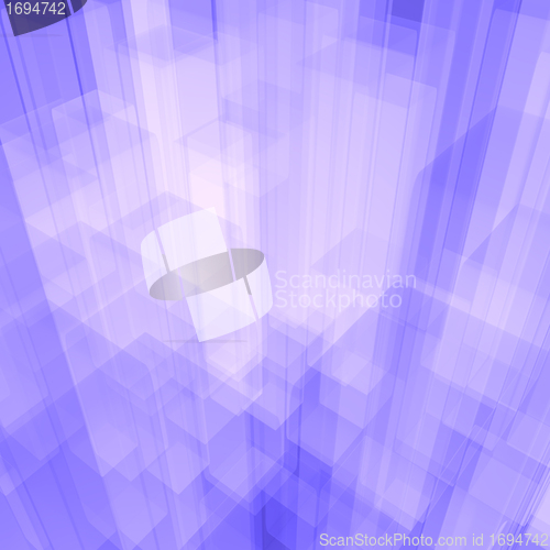 Image of Bright Glowing Blue Glass Background With Artistic Cubes Or Squa