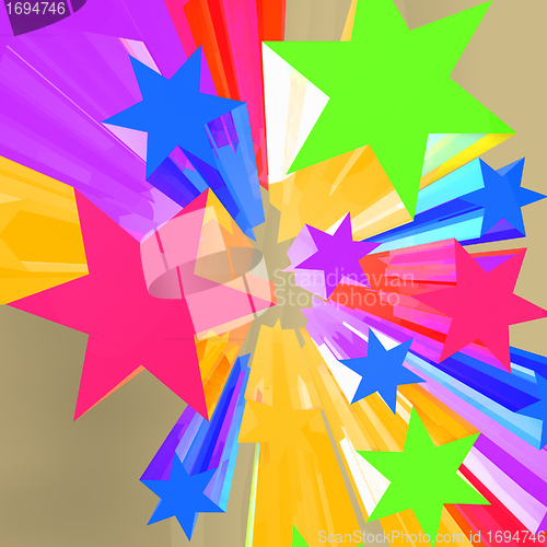 Image of Abstract Bursting Stars Background As Colorful Dramatic Backdrop