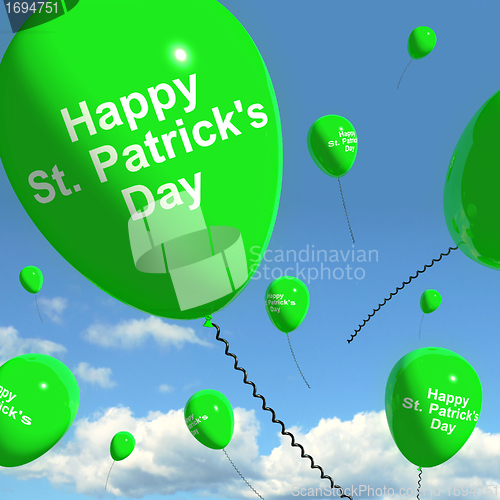 Image of St Patrick's Day Balloons Showing Irish Party Celebration Or Fes