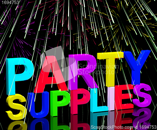 Image of Party Supplies Words Showing Birthday Or Anniversary Celebration