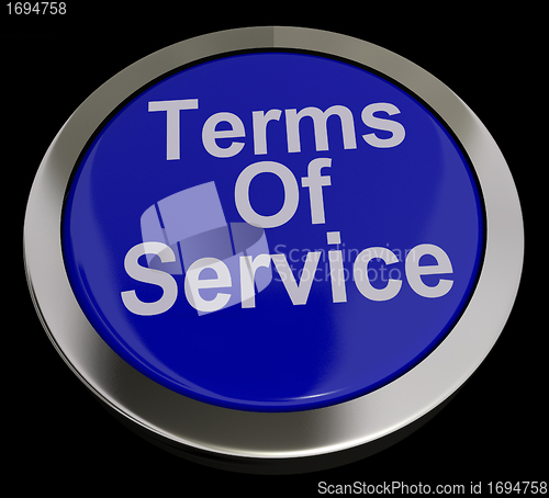 Image of Terms Of Service Computer Button In Blue Showing Website Agreeme