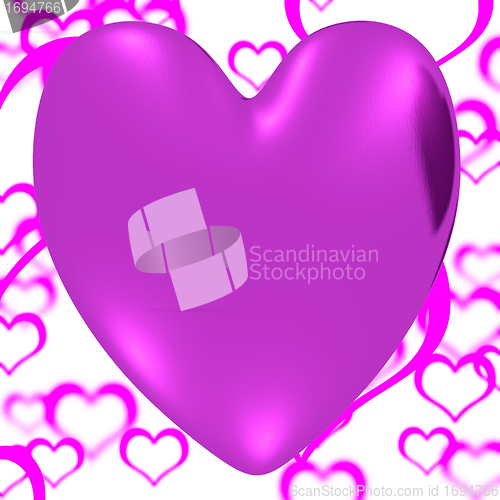 Image of Mauve Heart On A Hearts Background Showing Love Romance And Vale