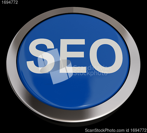 Image of SEO Button In Blue Showing Internet Marketing And Optimization