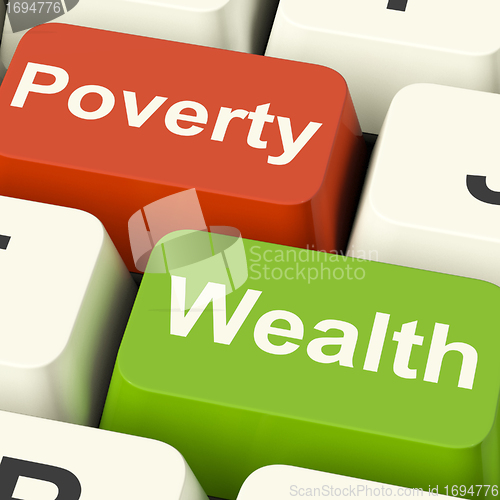 Image of Poverty And Wealth Computer Keys Showing Rich Versus Poor