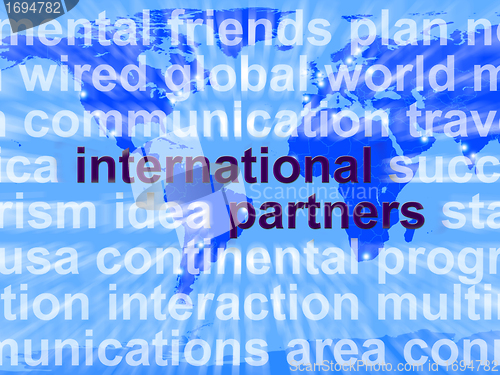 Image of International Partners Words On Map Showing Globalization And Gl