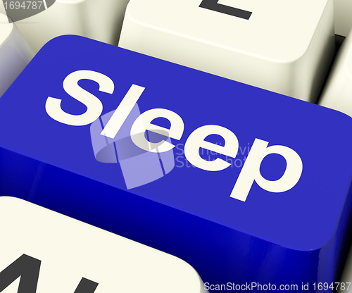 Image of Sleep Computer Key Showing Insomnia Or Sleeping Disorders Online