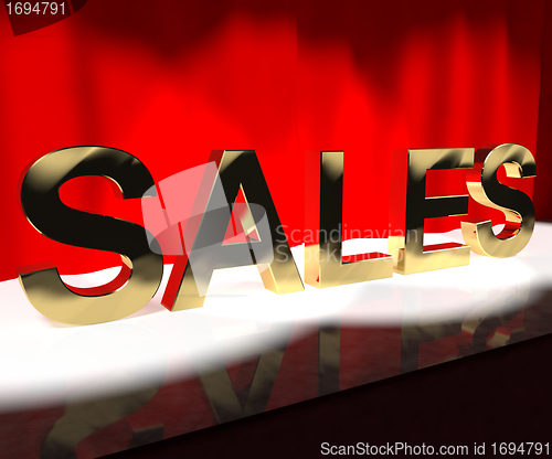 Image of Sales Word On Stage Showing Selling Marketing And Commerce