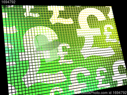 Image of Pound Symbols On Screen Showing Money And Investment