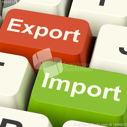 Image of Export And Import Keys Showing International Trade Or Global Com